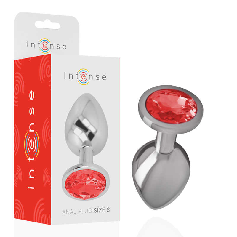 Intense - Plug Anal En Métal Aluminium Avec Cristal Rouge Taille S